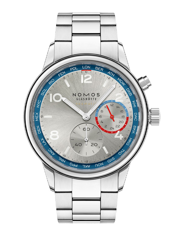 Club Sport neomatik Weltzeit silber