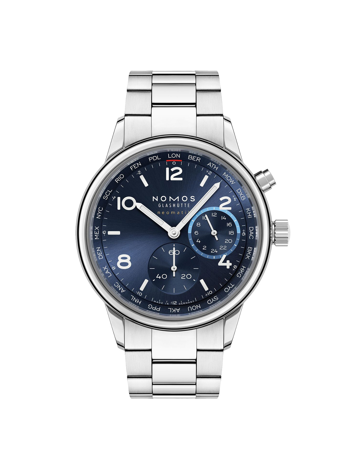 Club Sport neomatik Weltzeit blau